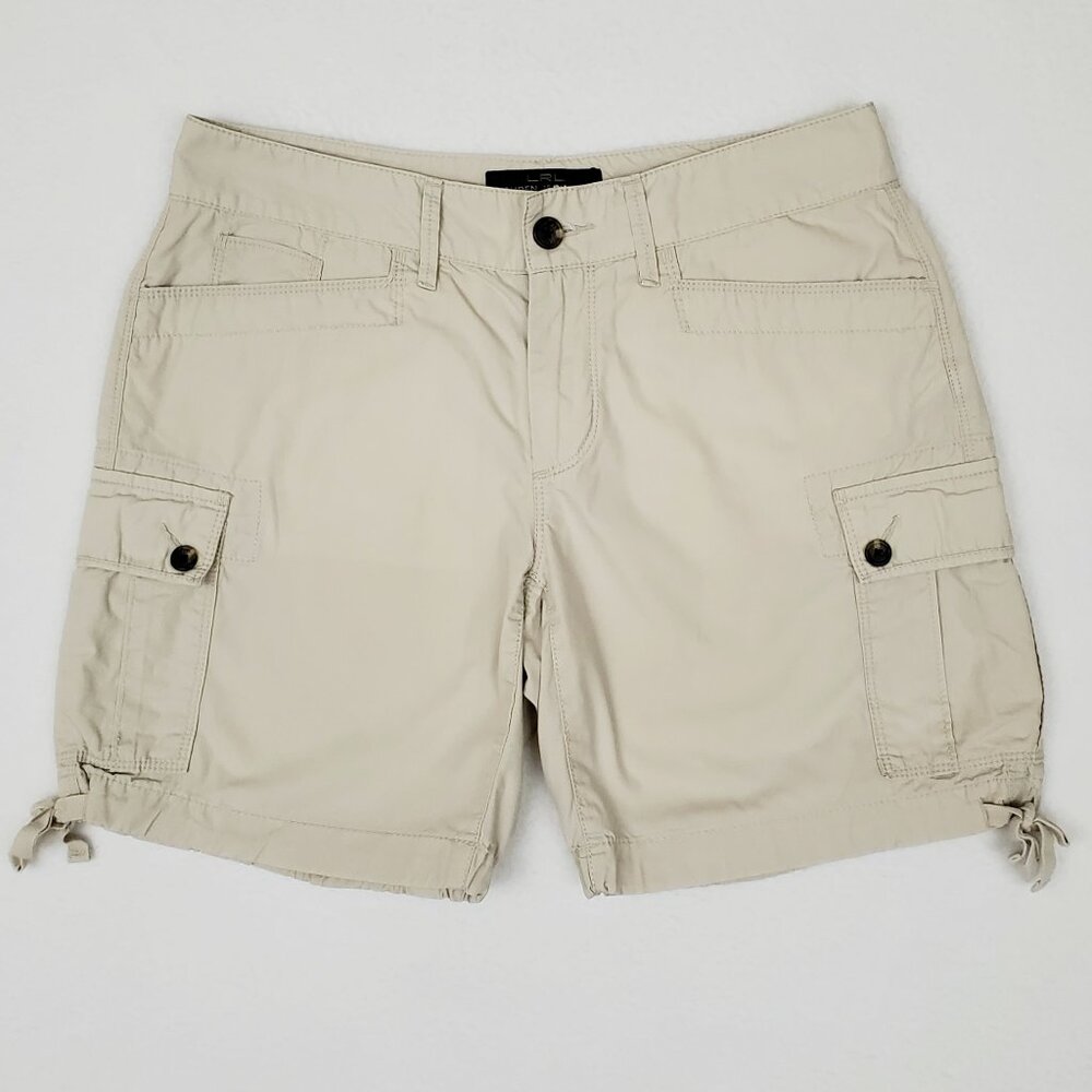 LRL RALPH LAUREN Womens Size W30 Casual Khaki Cargo Chino Shorts Utility Pockets